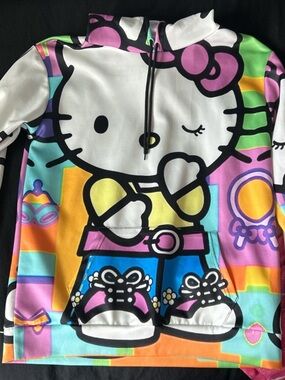 Hello Kitty Multicolor Graphic Hoodie - Cute Cartoon Print